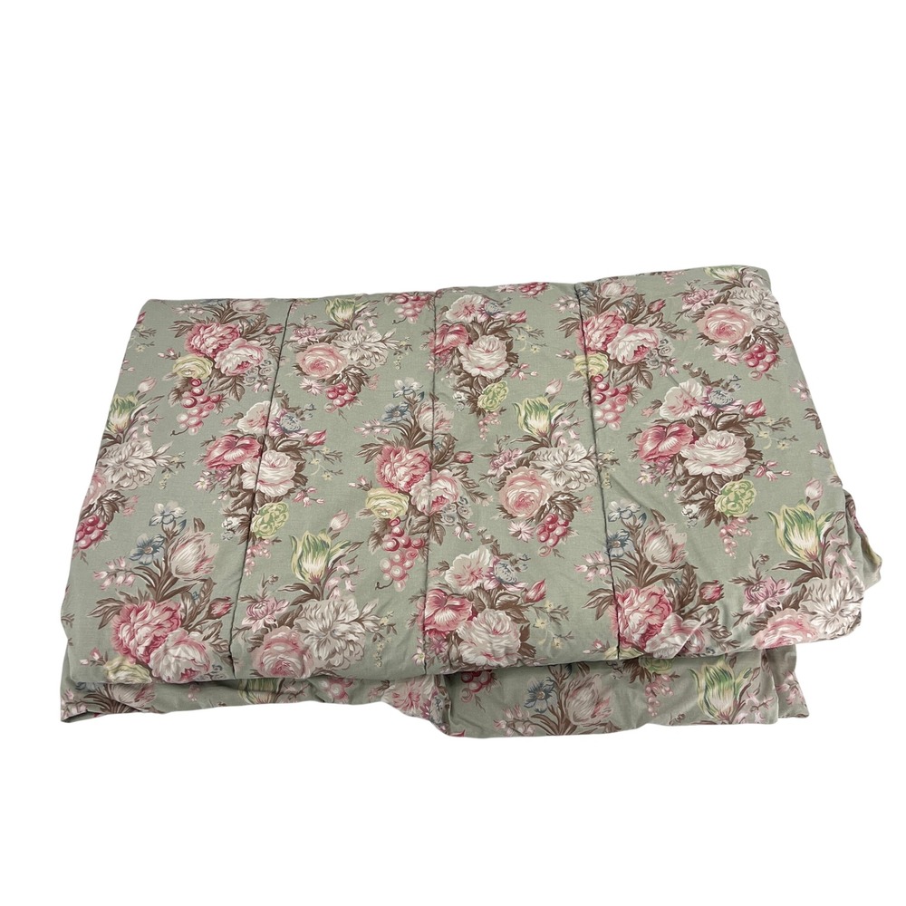 Vintage Ralph Lauren Comforter Twin Charlotte Green Floral Cotton USA Bedding